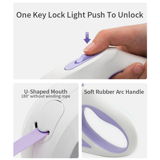 Purepawsco Automatic Retractable Lighting Dog Leash